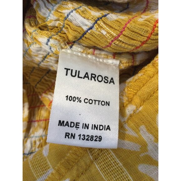 Tularosa Womens Roma Smocked Tiered Mini Dress Yellow Floral Ruffle Size S Cotta - Picture 5 of 10